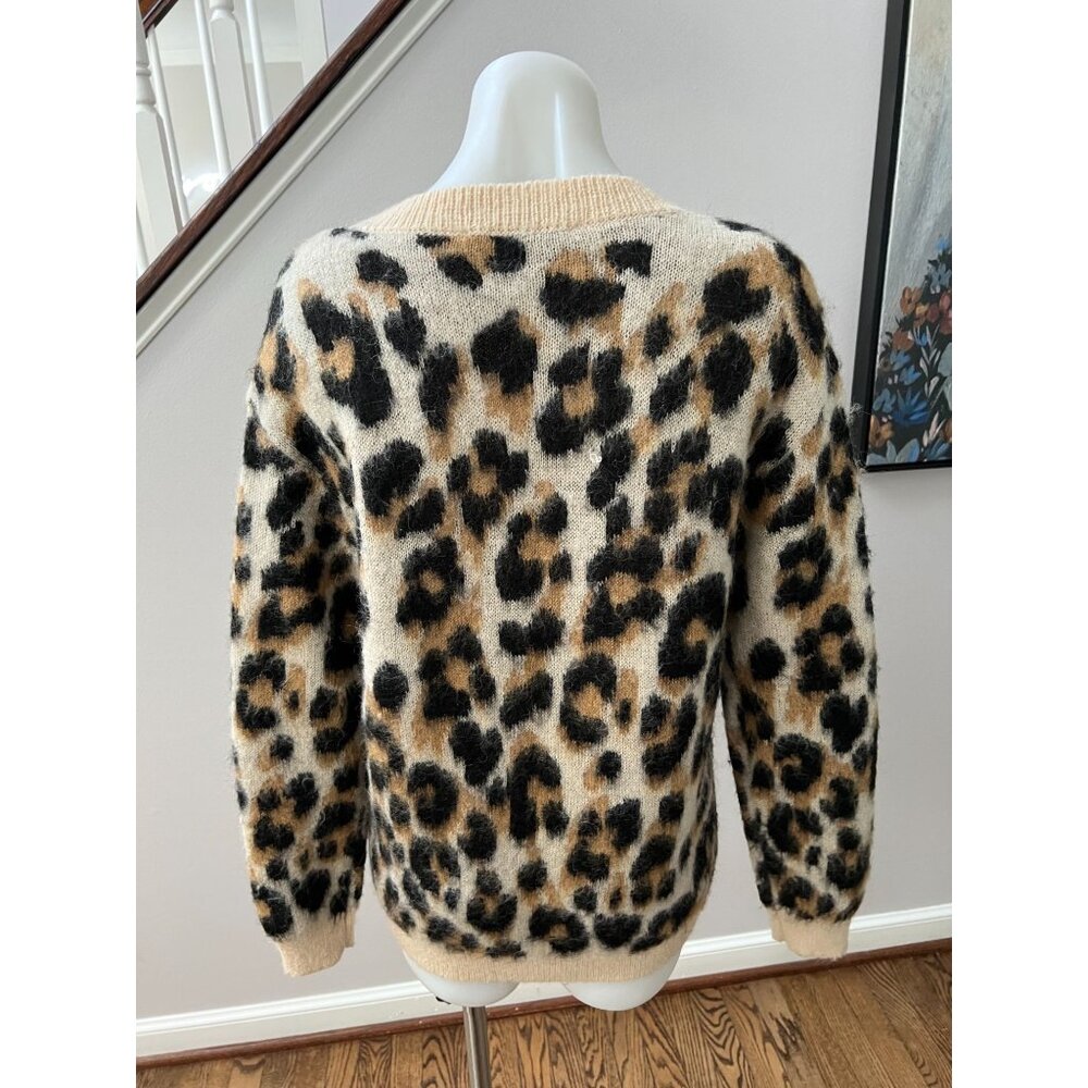BOUTIQUE MOSCHINO Leopard Print Mohair Virgin Wool Cardigan Size 6 / 40 - Picture 3 of 3